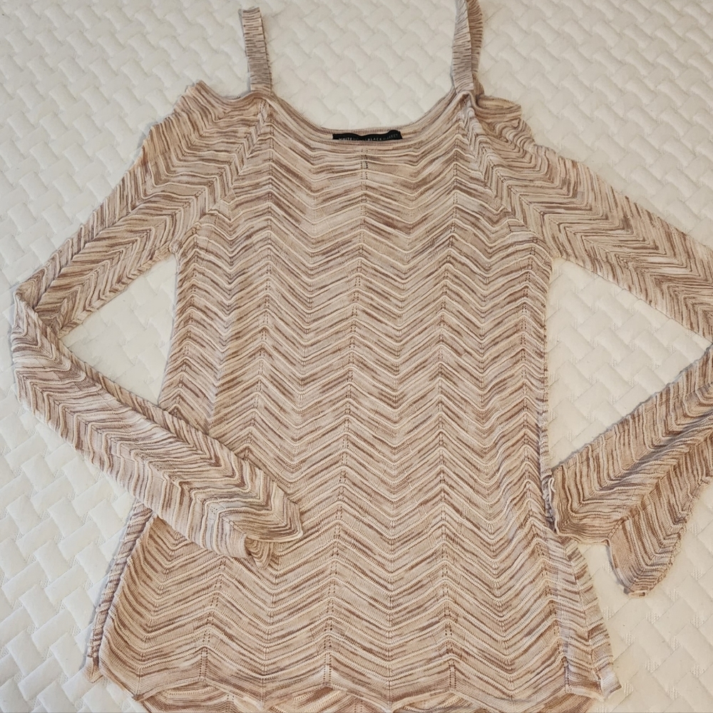 White House Black Market Off-shoulder chevron shirt